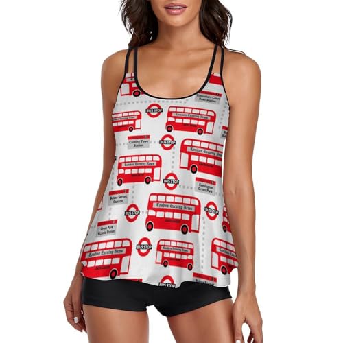 Bikini avec short de garçon tankini rouge femme masquant le ventre