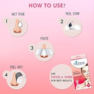 HipHop Skincare Hiphop Skin Care Cleansing Charcoal Nose Strips (10 Strips), Blackheads, Whiteheads Remover, Pore Cleanser, With Natural Extracts, For Women, All Skin Types