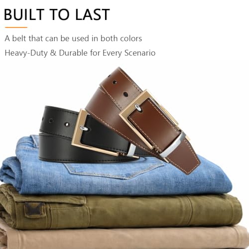Image of DOOPAI Reversible Leather Belt for Men 1.25 inch - Dual Sided Dress and Casual Belt, Trim to Fit, 2 Styles in One Belt