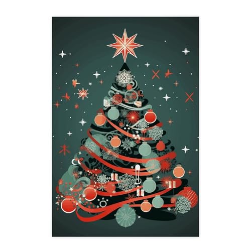 Art mural journal et motif arbre de Noël pour un style rétro unique