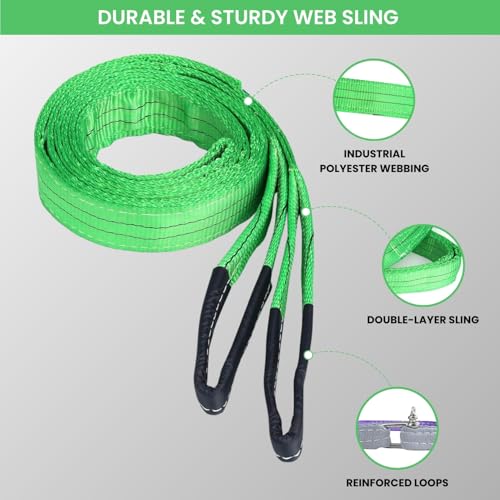 Image of Shield Flex Heavy Duty Lifting Sling Belt (Pack of 2) | Polyester Webbing Flat Belt for Material Handling, Towing, Construction & Industrial Use (2 Ton 4 Mtr)