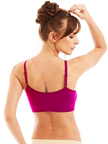 Kalon 4 Pack Women’s Nylon Spandex Removable Pads Comfort Cami Bras Wireless (S/M, Neons) #TOP2