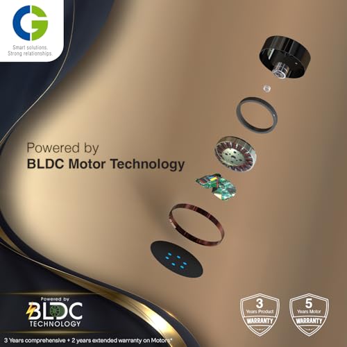 Image of CG AeroSwift Ceiling Fan | 1200mm | High speed BLDC Motor | Energy Efficient | 5 star rated | 3+2 Year Warranty | LED display | Reverse Mode | Remote Control with Adjustable timer | Bakers Brown