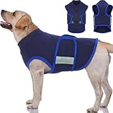 IECOii Adjustble Dog Calming Shirt,Comfort Dog Anxiety Relief Coat Vest for Thunderstorm,Travel,4th of July Fireworks,Vet Visits,Separation,Skin-Friendly & Soft Dogs Anxiety Jacket Vest,Blue,M