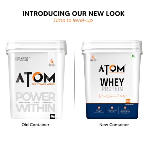 Image of AS-IT-IS ATOM Whey Protein 4kg | 27g protein | Isolate & Concentrate | Kesar Elaichi | USA Labdoor Certified | With Digestive Enzymes for better absorption