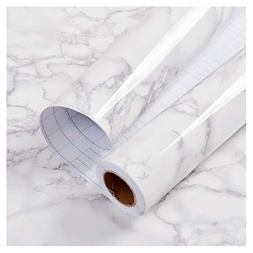 Marble Paper Granite Gray/White Roll Kitchen countertop Cabinet Furniture is renovated Thick PVC Easy to Remove Without Leaving Marks Upgrade (17.71" x 196.8")