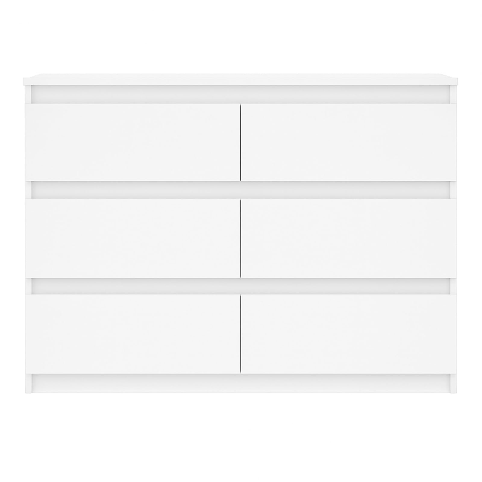 Kommode mit 6 Schubladen Weiß | 100x33x71 cm| Große geräumige Schubladenschrank | Ideal für Schlafzimmer, Wohnzimmer, Kinderzimmer und Büro