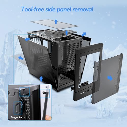 Obudowa komputerowa ze szkła hartowanego z pionowym uchwytem GPU, idealna do konstrukcji M-ATX/ITX, poprawia chłodzenie dzięki konstrukcji panelu przedniego z siatką