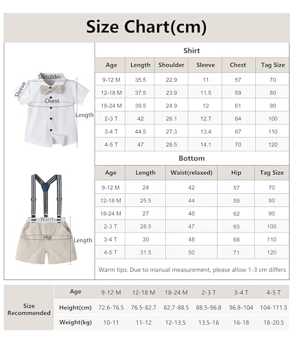 Image of Volunboy Baby Boy Formal Short Set Toddler Summer Gentleman Outfit Kid Short Sleeve Bowtie Shirt Suspender Shorts Suit