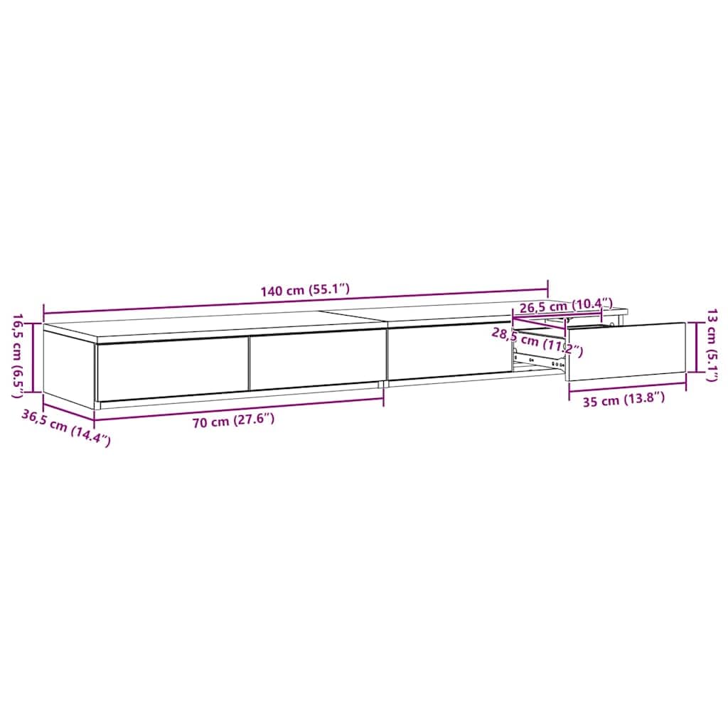 vidaXL Cassetti per Letto con cassetto Bianco 140 x 36,5 x 16,5 cm, Spazio in abbondanza, Arredamento Minimalista, Mobile Elegante per Camera, cassetto Moderno con Funzione Push-to-Open