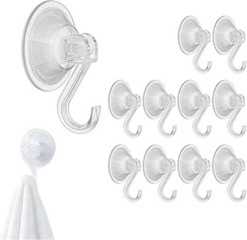 Zlokdraxy Lot de 10 crochets à ventouse, capacité de charge de 5 kg, sans perçage, idéal pour salle de bain, cuisine et fenêtre