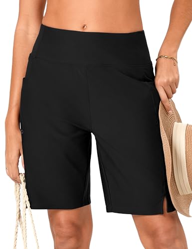 FitsT4 Sports Damen Badehose 9' Badeshorts Schwimmhose Hohe Taille...