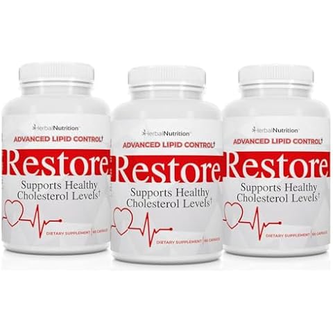 Restore - Supports Healthy Cholesterol, Red Yeast Rice, Grape Seed, Folic Acid for Advanced Lipid Control, All-Natural Bio-Actives, Help Promote Healthy Cholesterol (3) Cover