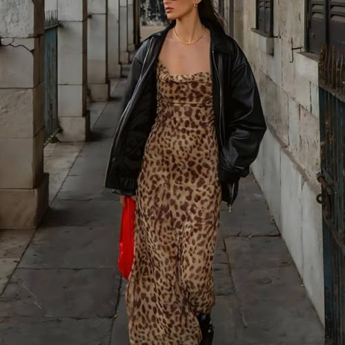 Image of Women's 2025 Summer Dresses Floral Bodycon Maxi Dress Spaghetti Strap Backless Cocktail Party Long Dresses