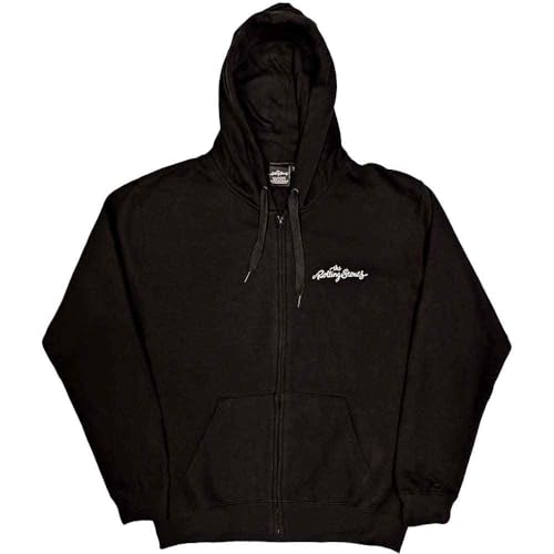Image of Rock Off officially licensed products The Rolling Stones Classic Tongue Black Official Unisex Hoodie Hooded Top (Large)