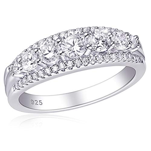 SHELOVES Sterling Silver Eternity Bands for Women Simulated Diamond Cubic Zirconia Wedding Rings