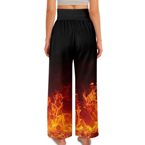 JEOCODY Women's Casual Wide Leg Pants Elastic Waist Loose Lounge Pants with Pockets Size S-3XL4