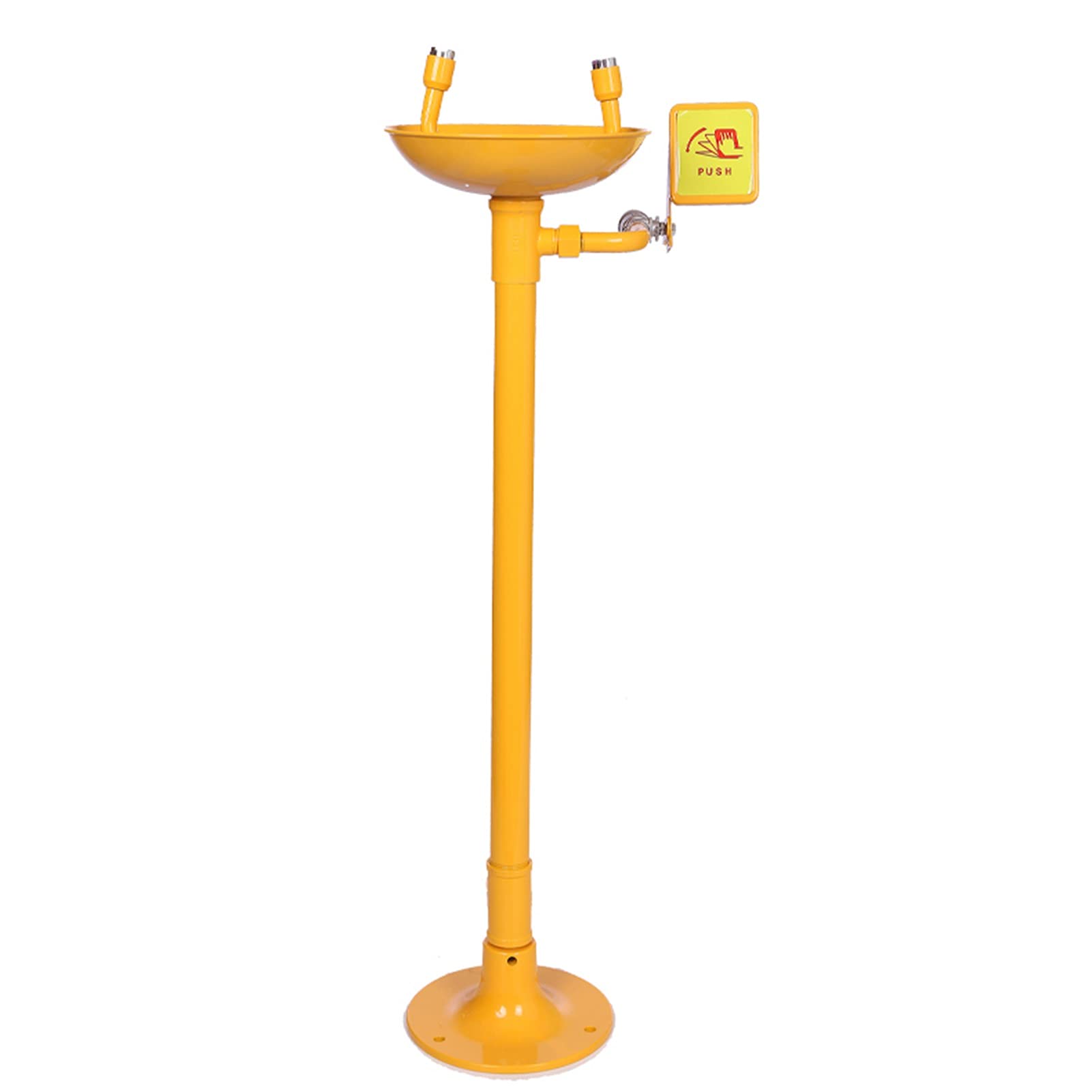 Estación lavaojos de Emergencia con Pedestal, con Revestimiento ABS Amarillo, Acero Inoxidable 304, para la Industria química del petróleo.,