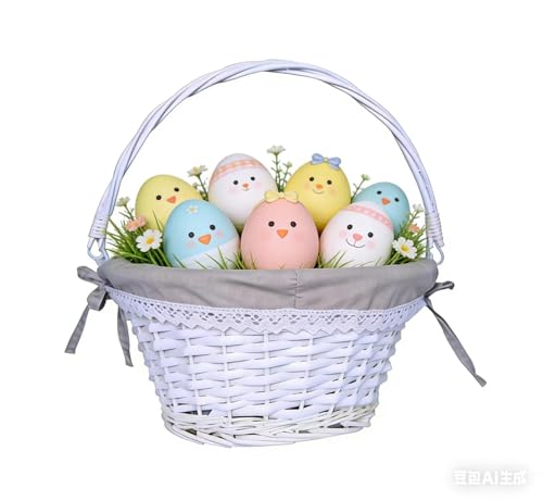 Image of Oypeip Easter Basket, Nature Easter Baskets for Kids, Large Wicker Easter Basket Empty with Handle, Basket Tags, Woven Rope Egg Easter Baskets for Boys Girls Babies Toddler Infant, picnic basket