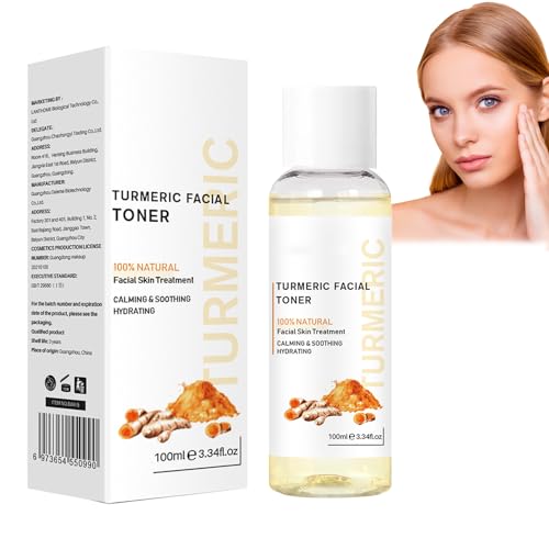 Hppsctink Tónico de Cúrcuma, 100ml Tónico facial de Cúrcuma, Ilumina el Tono de la piel, Reafirmante e Hidratante, Tónico Hidratante para la piel del Rostro, serum