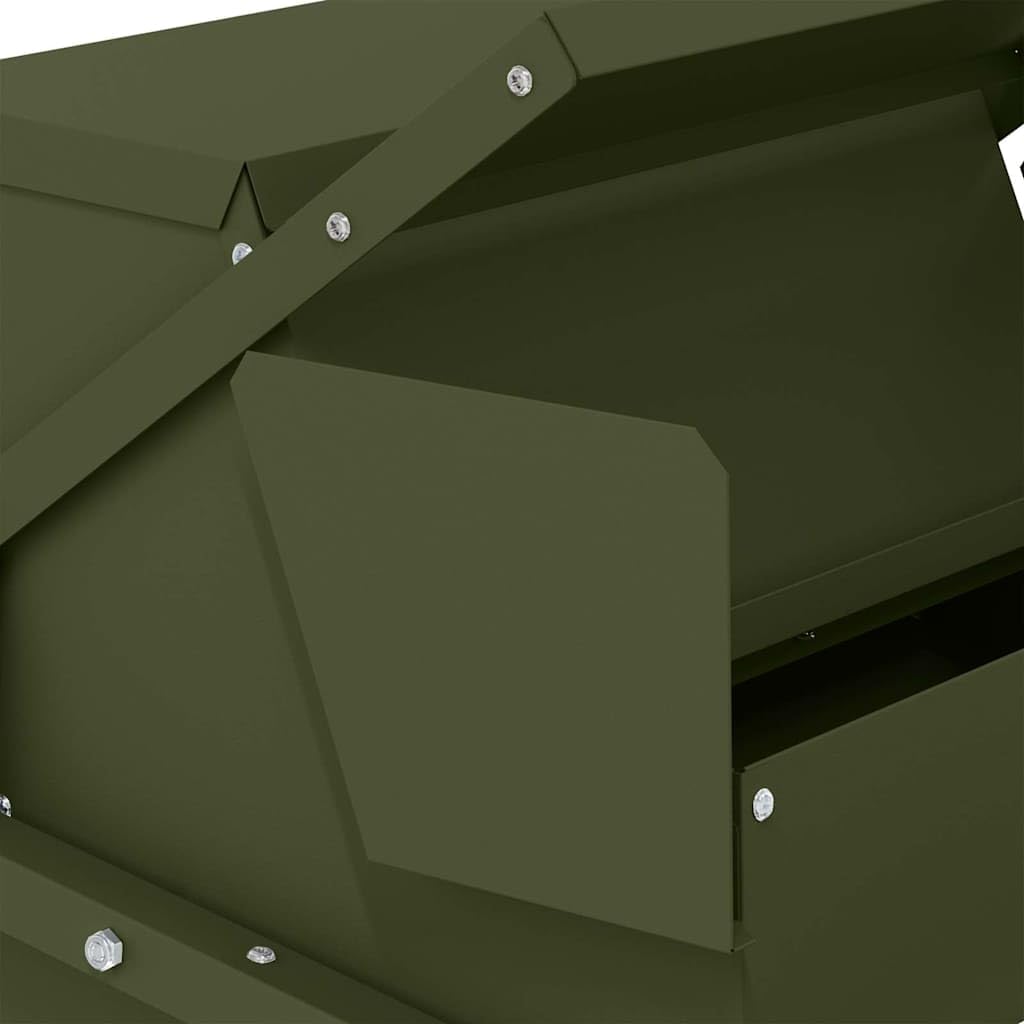 Alimentador de pedal para gallinas de acero verde oliva 50 x 40 x 29 cm, dispensador de alimentación gallina exterior, alimentador de aves de corral práctico con mecanismo automático