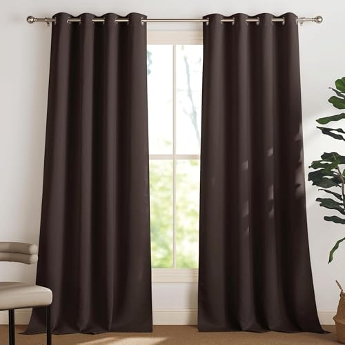 Image of Galaxy Home Decor Blackout Heavy Solid 100% Opaque Curtains for Window 5 Feet, Pack of 2, Brown (Brown, Window 5 Feet)