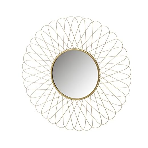 Espejo Flor de Metal Dorado Oriental para salón de 55 cm. Sol Naciente - LOLAhome