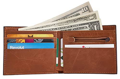 Luxorro Full Grain Leather Wallet for Men: Brown, 6 Card slots, Slim Billfold, Coin Pocket with a Gift Box3