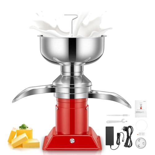 FOHERE Electric Milk Cream Centrifugal Separator, 304 Stainless Steel Milk Skimmer with 5L Bowl Capacity,Goat Milk Separator 100L/H Output 10500RPM, Perfect for Dairy Farm Family