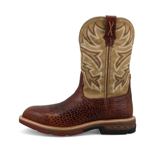 Image of Twisted X Men's 11 inch Western Work Boot, Square Toe with CellStretch, Copper Brown & Multi, 10 EE