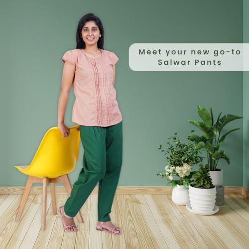 Image of Happy Bunny Salwar Pant - Modern Style Pure Cotton for Women - Ethnic Semi Patiala Trouser - Office,Home - All Day Comfort Wear with Drawstring