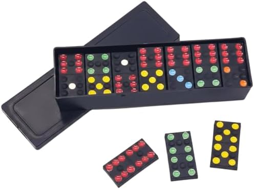 Jogo de Dominó com 28 Peças, Caixa Organizadora, Bolinhas Colorid...