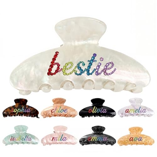 Fermagli per Capelli Personalizzati, Artiglio di Strass Personalizzato, Mollette per Capelli con Nome/Iniziali, Regalo per Damigella d'Onore, Regalo di Grupp (Stile 2)