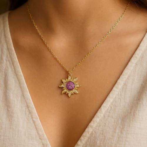 Rapunz Sun Necklace for Women Tangled Necklace Gold Sun Necklaces Opal Pendant Neckalces Healing Crystal Necklaces Christmas Trendy Jewelry3