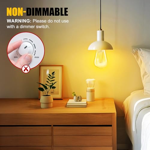 image for Brightown 4 Pack LED Edison Bulbs, 6W, Equivalent 60W, High Bright 270