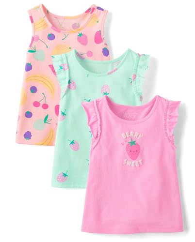 The Childrens Place Baby Girls and Toddler Assorted Tank Tops Pink Sea Salt 3-Pack 3 Years