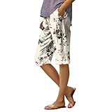 Capri Pants for Women Knee Length Wide Leg Palazzo Pant High Waisted Beach Shorts 2025 Linen Pants with Pockets