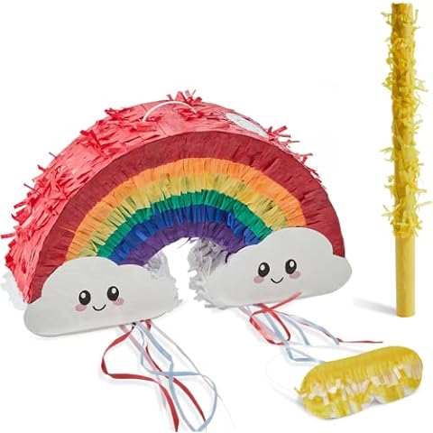 Birchio Piñata Arcoíris con Venda y Murciélago Cover