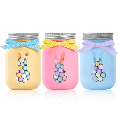Worthyeah Easter Bunny Candy Jars with Lids-Easter...