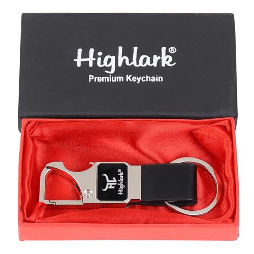 Image of Heavy Duty Metal Carabiner Keychain with Leather Strap for Men & Women | Premium Belt Clip Key Holder | Secure Spring Lock Key Ring for Car, Bike & Office Keys