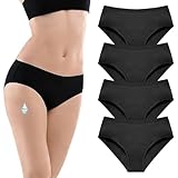 Fresilkora 4PCS Period Pants for Teenage Girls, Period Underwear Knickers, 60ML Menstrual Pants for Women Heavy Flow, Incontinence Pant Women (UK, Age, 12 Years, 14 Years) Black