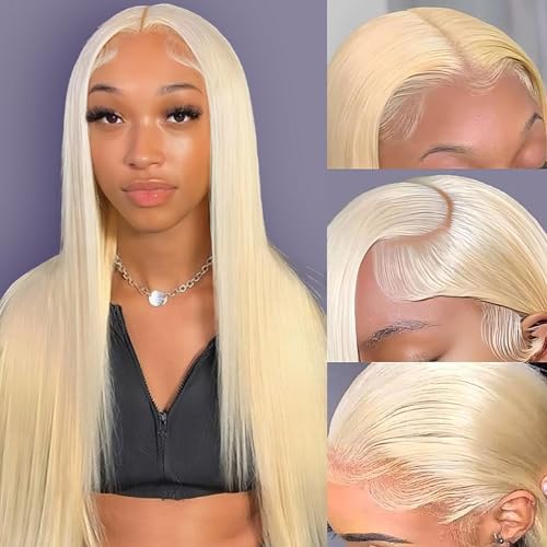 Image of LETMIEO 613 Lace Front Wig Human Hair 13x6 HD Transparent Blonde Lace Front Wigs Human Hair 180% Density Guleless Wigs Human Hair Pre Plucked 20 inch 613 HD Lace Frontal Wigs