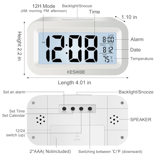 Image of Travel Digital Alarm Clock,Battery Operated with Backlight, Indoor Temperature, Desk Small Clock,Snooze Model,12 /24H Display for Bedrooms Heavy Sleepers Kids Travel Bathroom