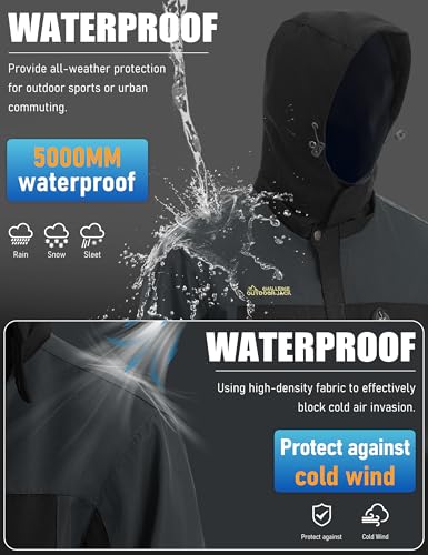 Image of MAGCOMSEN Men's Hooded Windproof Water Resistant Rain Jacket Windbreaker 5 Pockets for Hiking,Fishing,Runing