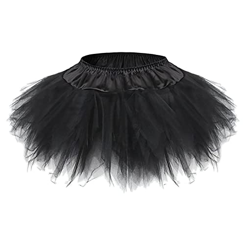 Falda de tutú para mujer, gris, falda de tutú, para mujer, adolescente, clásica, elástica, de tul, estilo vintage de los años 50, falda corta, para noche, carnaval, disfraz, cosplay, danse, Negro , L
