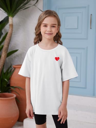Image of ZDC Girls Short Sleeve T Shirts Kids Summer Oversized Tops Trendy Crewneck Basic Tees 5-14 Years