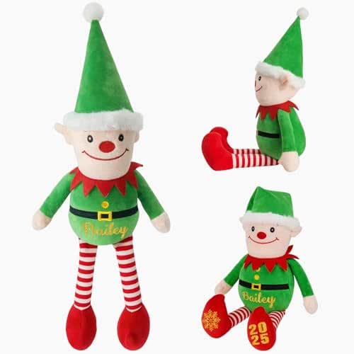 Amazon.com: Custom Christmas Elf Plush Elves Doll, 13.7" Personalized ...