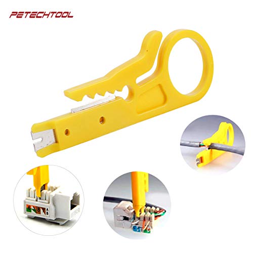 RJ45 Crimp Tool Kit Crimping Tool Ethernet Crimper Wire Cutter Stripper With 1 Piece Cable Tester,20Pieces Cat6 Pass Through Connectors and 1 Piece Yellow Wire Stripper