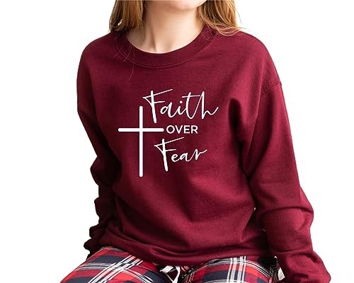 Faith Over Fear Sweatshirt, Christian outfit, Religious tee, Inspirational unisex tees4