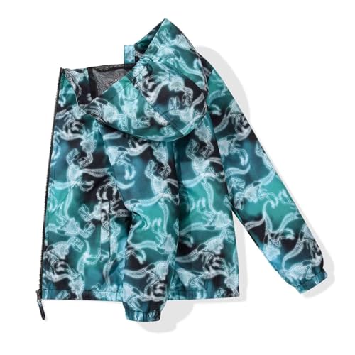 Image of SUNDAY ROSE Boys Windbreaker Jacket Hooded Lightweight Windroof Water-resistant Outdoor Coats for Kids